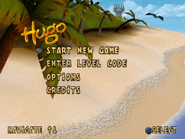 Hugo Black Diamond Fever title screen for Playstation